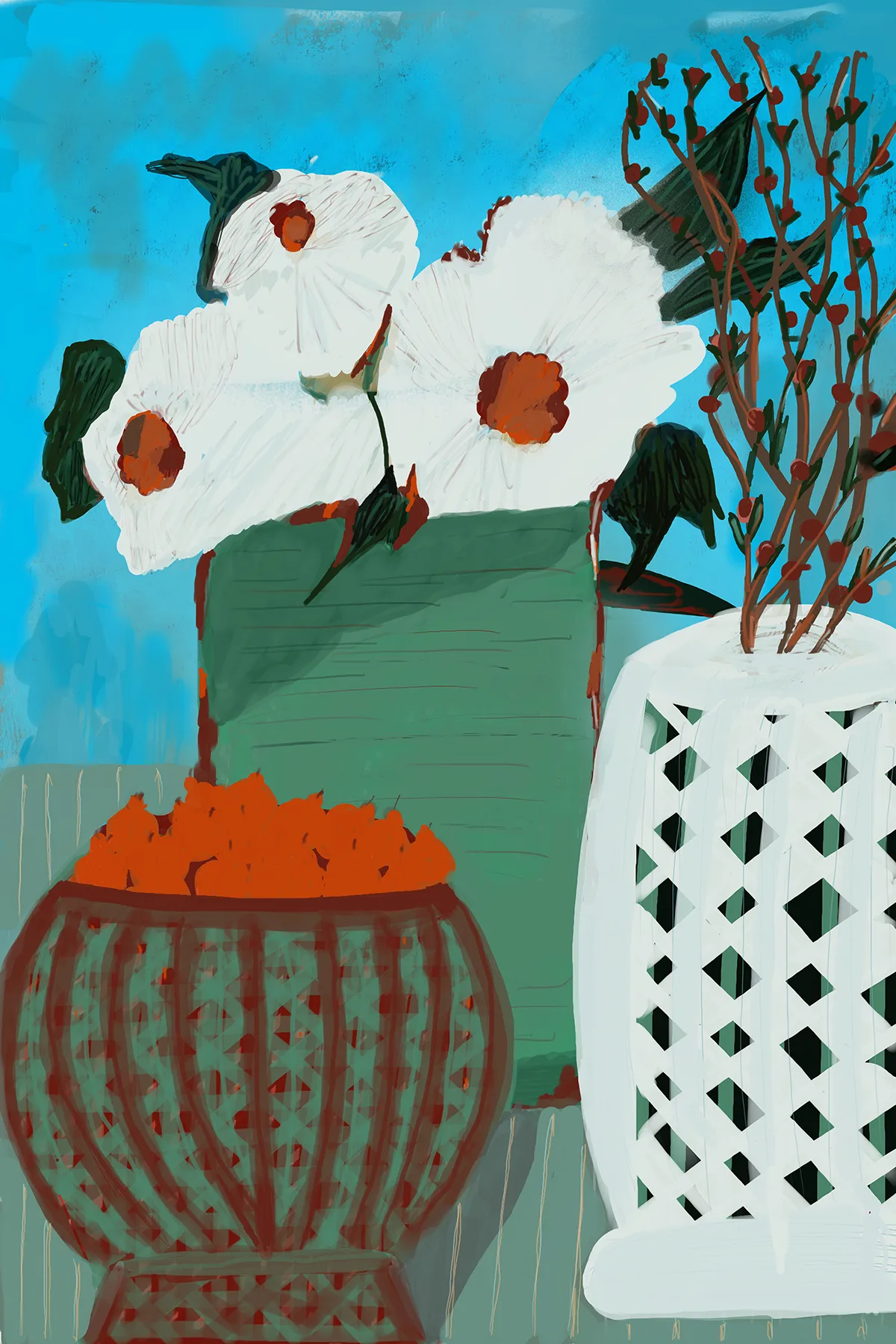 White Flowers and Oranges - Marci Lief